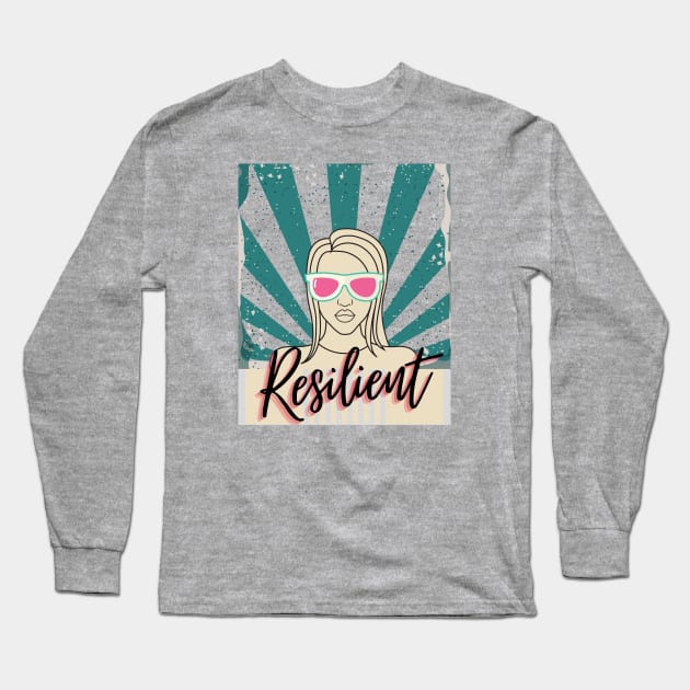 Resilient Woman Empowerment - retro poster Long Sleeve T-Shirt by Yas R